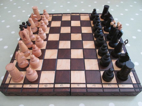 Vintage wooden travel chess - wooden,