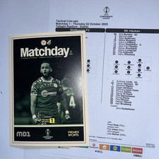 SHELBOURNE V BK HACKEN 2/10/2025 UCL PROGRAMME C/W TEAMSHEET