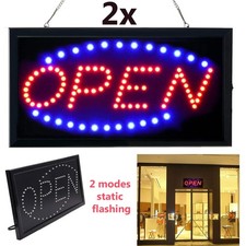 2x Flashing LED Open Sign Neon