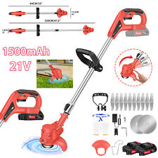 Cordless Strimmer Grass Trimmer 21V Tree Cutter Garden Edger Electric 1/2Battery
