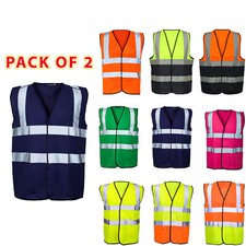 2 PACK HI VIS VIZ VEST HIGH