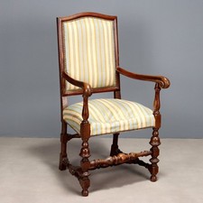 Antique Armchair Baroque Style Walnut Padding XIX Century Original