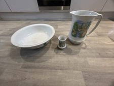 Vintage Chalet Wash Basin & Jug Set Made In England 3 Piece Cermaic Set Floral