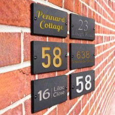 Deep Engraved Natural Slate House Number Sign Plaque Any Name & Number Plate 