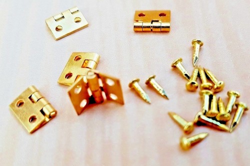 Small hinges brass dolls house - small,