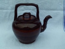 NA421 C.1830s ENGLISH ROCKINGHAM TYPE LADYS TEAPOT SUPERB GLAZE IMPRESSED MARK