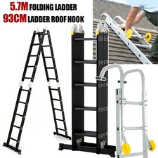 5.7M 14IN1 Folding Aluminium Combination Ladder Universal 93CM Ladder Roof Hook