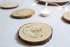 Personalised Wooden Log Slice - Ideal For Wedding Guests Table Placement 8-10cm