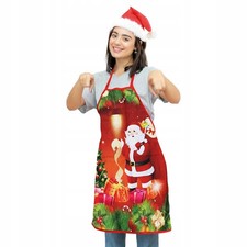 Christmas apron red, Santa Claus design, stain resistant, machine washable