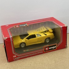 Burago 1/18 Scale Die Cast Model Lamborghini Diablo - Yellow Boxed