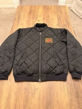 Mens Barbour Steve McQueen Merchant Quilt Bomber Jacket. USA Badge, Black, XL