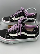 Vans Sneakers Womens Sz 5.5 Black White Purple Retro Sport Skate Shoe Vintage