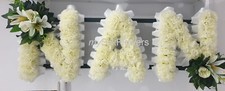 NAN Artificial Silk Funeral Tribute Any 3 Letter Name Flower Wreath MUM DAD NAN