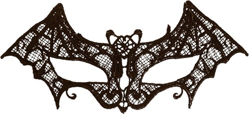Black lace bat mask gothic - black,