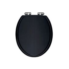 Heritage TSBLA101SC Solid Toilet Seat with Soft Close Chrome Hinges in Black