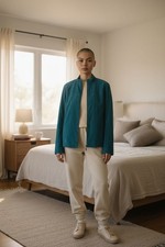 CHICO'S TEAL JACKET SHELL LEATHER 