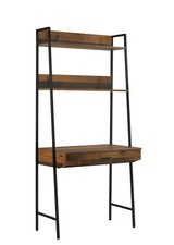Ladder Bookcase Desk Shelving Shelf Rustic Retro Unit 3 Tier Drawer Metal Frame