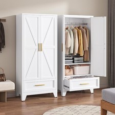 Cofar 71"H Farmhouse Style Metal Armoire Wardrode Closet For Home,Bedroom,Office