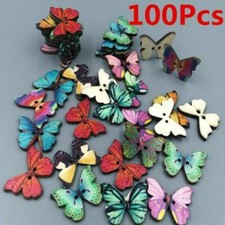 100x Mixed Wooden BUTTERFLY