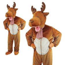 Big Head Reindeer Costume Moose Fancy Dress Mascot Christmas Animal Outfit Adult