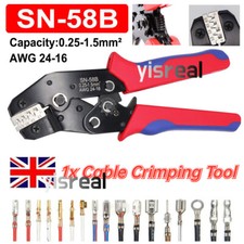 7" Ratchet Crimper Plier Cable Wire Electrical Crimp Tool Terminals Crimping Kit