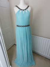 John Galliano Designer Aqua Blue Long Maxi Silk Elegant Dress Size 40