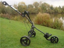 GreenWay Golf - 3 Wheel Push/Pull Compact Golf Trolley Black
