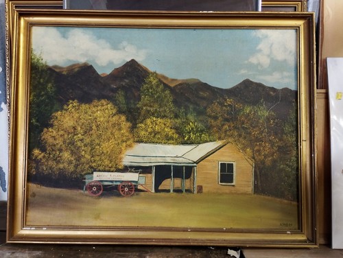 Framed original oil board - original, on