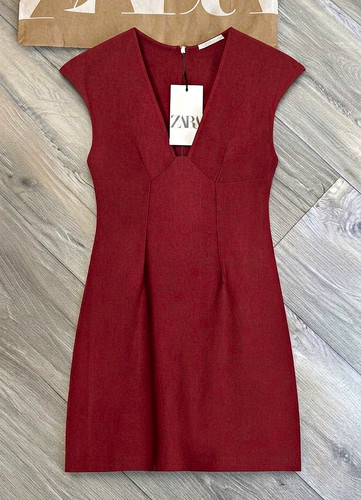 Zara red neck line mini - zara, v-neck