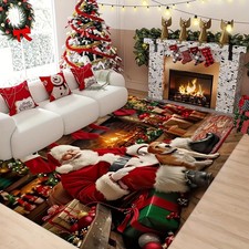 Santa Claus Christmas Rug Large Area Carpet for Living Room Bedroom Home UK