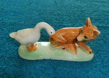 VINTAGE GOEBEL FOX CUB & GOOSE ORNAMENT * NEAR MINT *