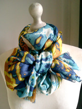 Lola Rose Turquoise,blue,ochre,yellow  Abstract Design Scarf