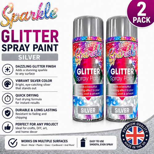 Silver glitter spray paint - 2, x