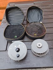 Hardy Marquis #8/9 Fly Reel and Spare Spool with Reel Pouches Fly Fishing