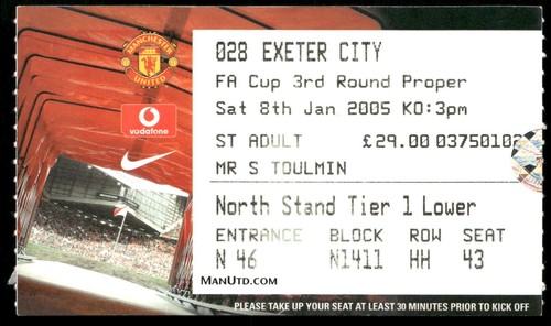 Ticket 2005 manchester united - ticket,