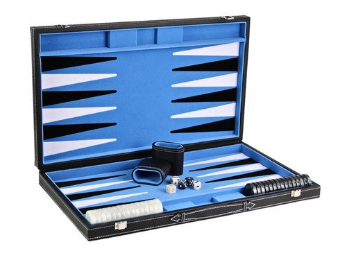 Sky blue leather backgammon - leather,