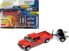 1/64 2002 CHEVY SILVERADO GLOSS ORANGE W/TOW DOLLY JLBT018 SET B