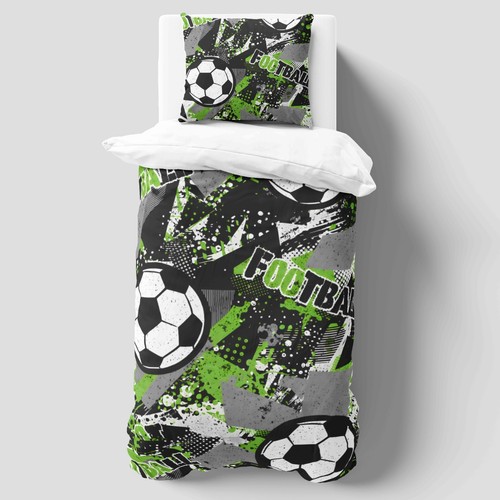 Football grey green duvet - grey,