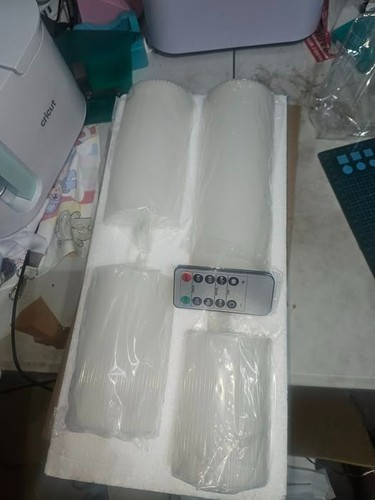 White ribbed flameless pillar - ribbed,