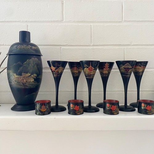 Japanese lacquerware barware - ,