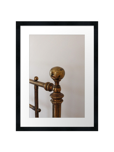 Brass bed knob framed - bed, wall