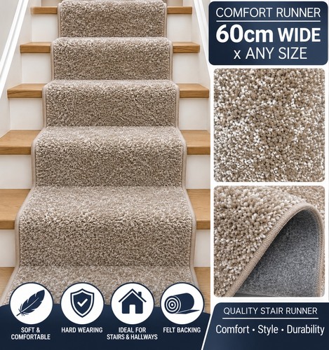 Biscuit beige stair runner any - beige,