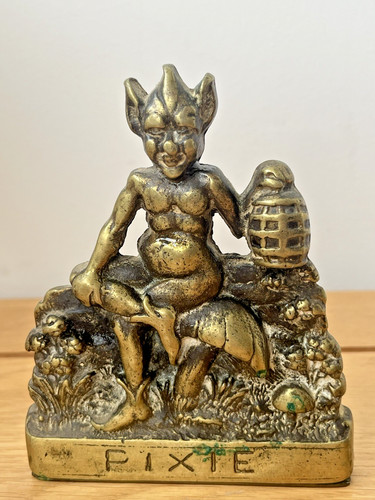 Vintage brass pixie bookend - pixie,