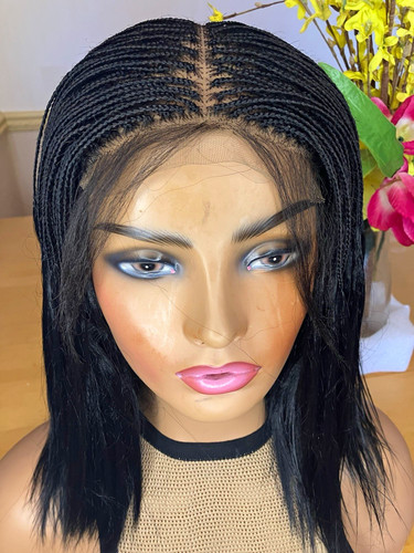 Lace front braided wig black - lace, wig,