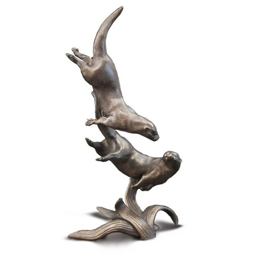 Otter pair miniature bronze - pair,