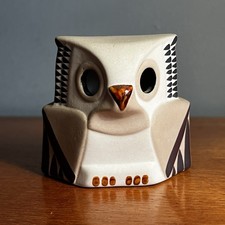 Vintage Modernist Bisk Porcelain Owl Eagle Bird Figurine Mid Century Signed
