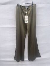 Michel Ambers Satin Guava Green Wide Leg Trousers - Size 8 RRP £99.99