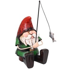 Metal Gnome With Fishing Rod -