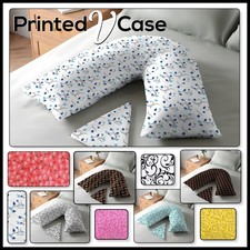 Printed V Shaped Pillowcase/Cover Polycotton Orthopedic Back&Neck Suport 74x34cm