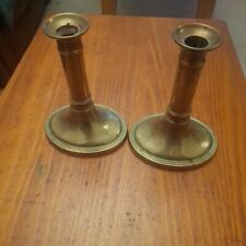 2 Brass Candlesticks Approx 14.5cm Tall And Base 10cm X  7cm